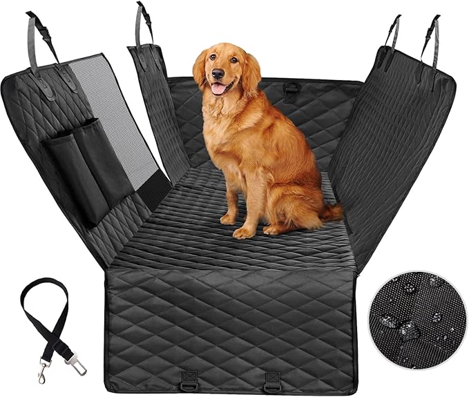 Vailge X-Large Dog Car Hammock, 100% Waterproof with Mesh Window, Scratch Prevent Anti-Slip Car Seat Covers for Back Seat
