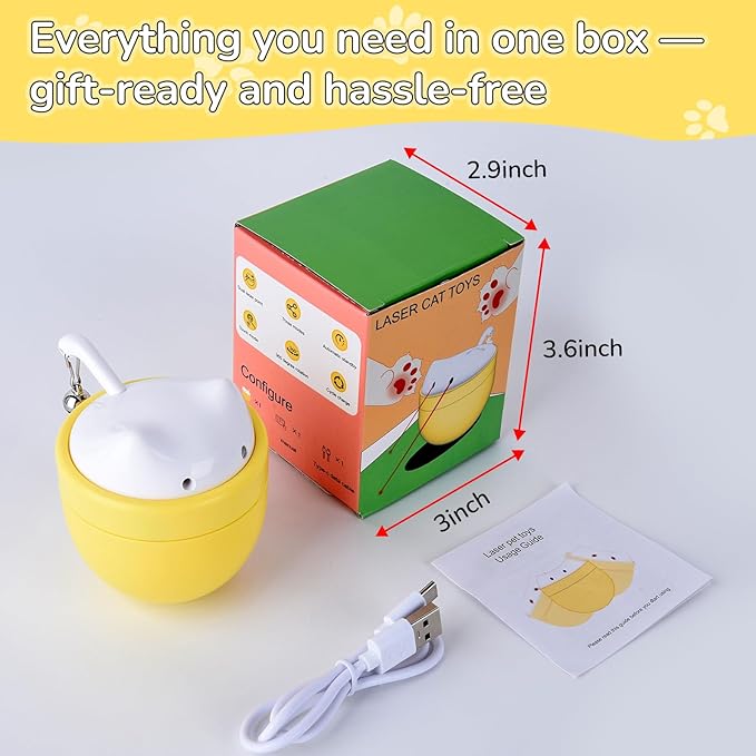 Cat Laser Toy Automatic with Dual Beams, Quiet 35–38dB Rotation, Wobble Base & 3 Modes –– Interactive Laser Automatic Cat Toy for Indoor Cats and Kittens Fun Play