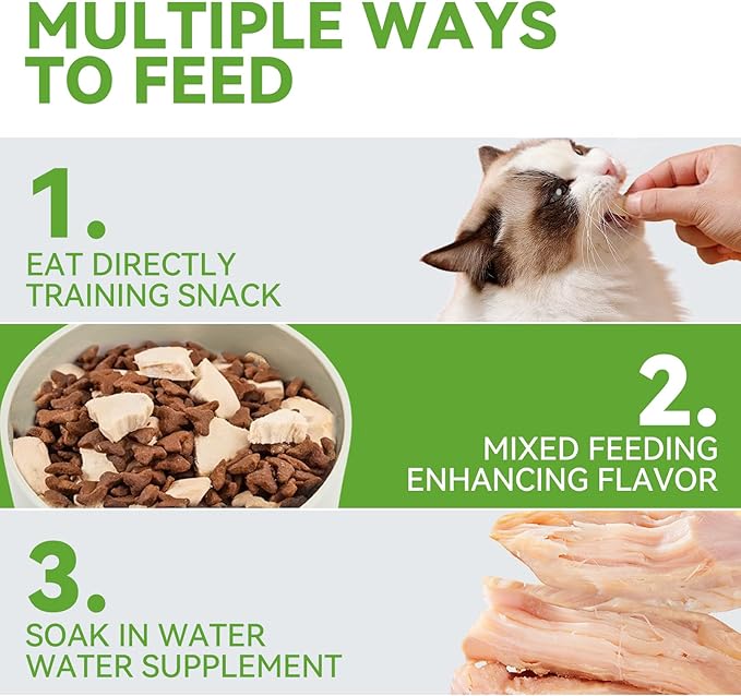 OPET Freeze Dried Chicken Cat Treats, Single Ingredient Grain Free High Protein Pet Food for Cats and Dogs, Healthy Training Snacks, Freeze Dried Cat Food (Chicken Breast, 5.92 Ounce)