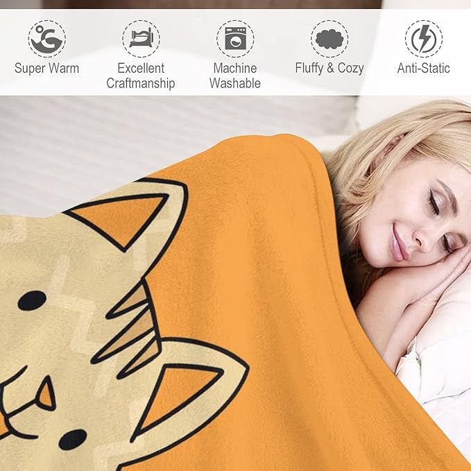 Cat Blanket Gifts - 30"x40" Cute Throw Blanket for Adults Kids - Orange Soft Plush Throws for Bed, Couch & Travel