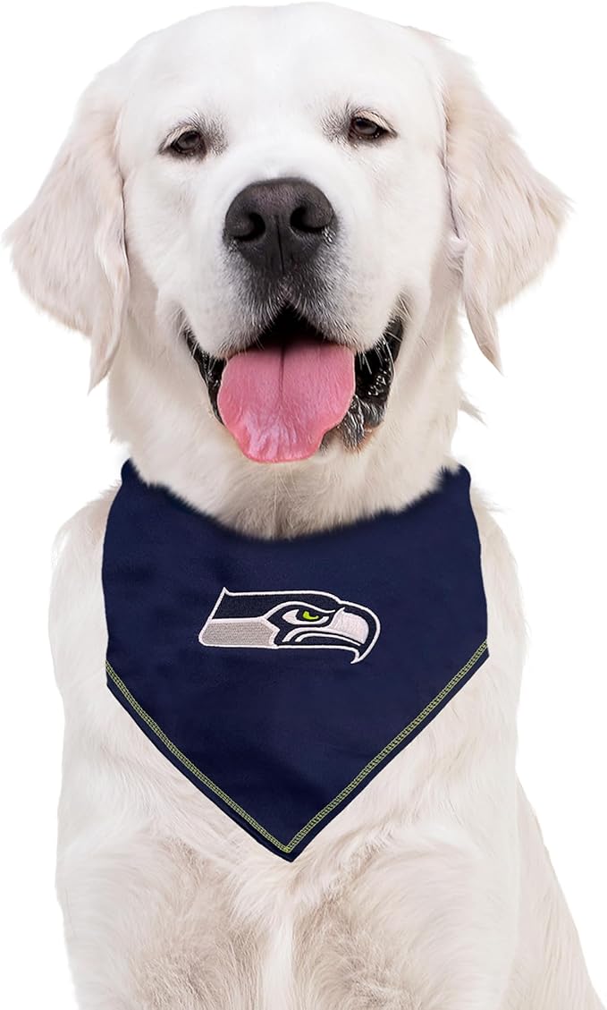 NFL Seattle Seahawks TIE Bandana, Small/Medium. Dog Bandana Scarf Bib for Pet Cat Dog. The Ultimate Game-Day, Party Bandana