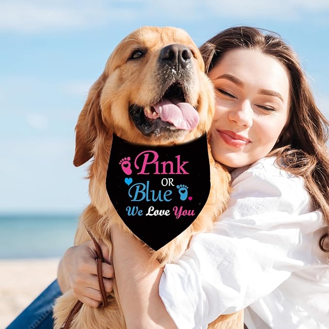 Pink or Blue? We Love You Gender Reveal Dog Bandana, Pregnancy Announcement, Pets Prop Party Supplies, Dog Accessories