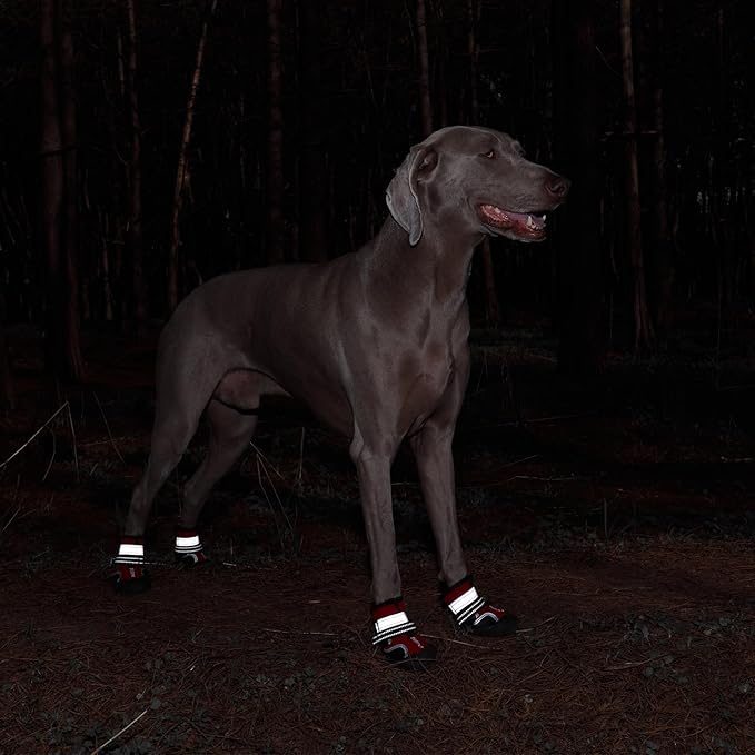 Paw Protectors for Hot Pavement, Summer Heat Protection, Mesh Breathable Skid-Resistant Dog Booties for Hardfloors, Walking Running Hiking (Red,1# (3XS)