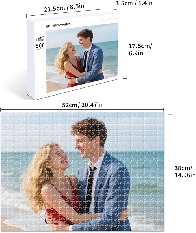 Custom Photo Puzzle – Personalized 500‑Piece Jigsaw Puzzle from Your Photos – Unique Custom Gift for Adults, Christmas, Weddings, Couples, Anniversaries, and Cartoons(500-vertical)