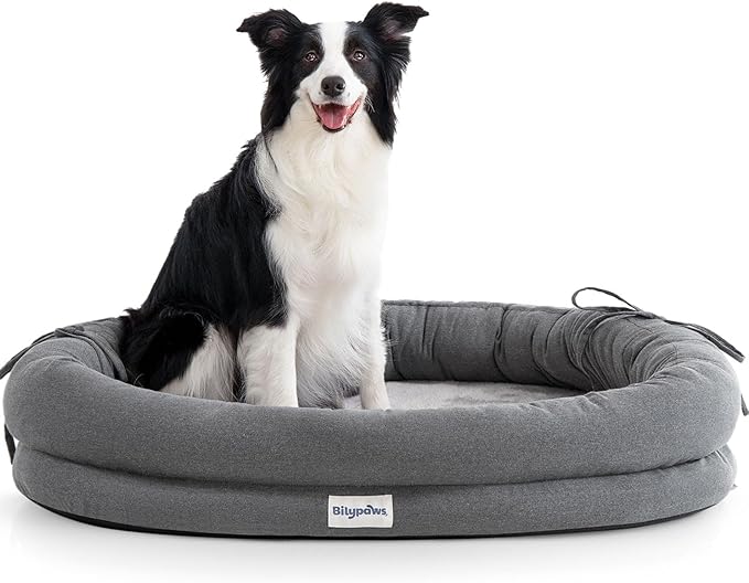 Orthopedic Dog Bed for Large Dogs, Pet Sofa Bed with Egg Crate Foam, 4-Sided Bolster, Removable Washable Cover & Anti-Slip Bottom, X-Large Dark Gray