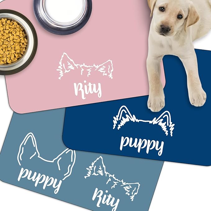 Personalized Dog Cat Food Mat Non-Slip Custom Dog Feed Placemat Water Absorbent Customized PU Mats for Pet Food and Water-Style6