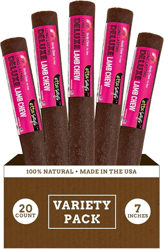 etta says! Deluxe Chews for Dogs – Lamb Dog Treats – Made and Sourced in The USA, Grain-Free, Easy to Digest, Won’t Stain Carpet (20 Count, Pack of 1)