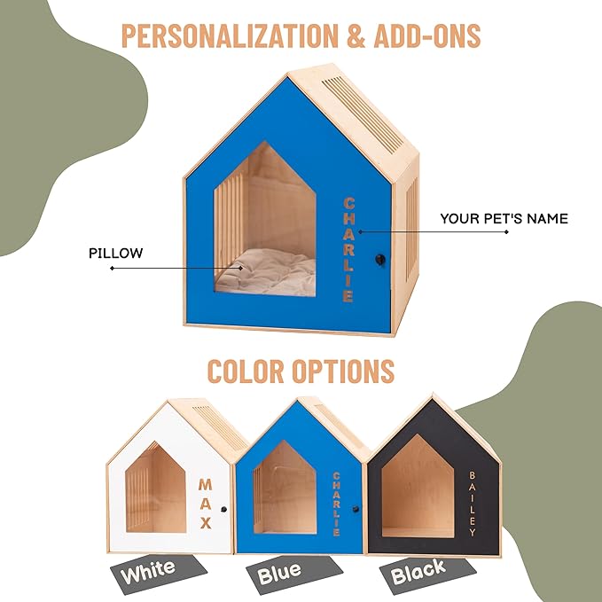 Enjoy The Wood Dog Furniture Crate - Wooden Dog Crates for Small & Medium Dogs - Personalized Housewarming Gift for Pet Owner