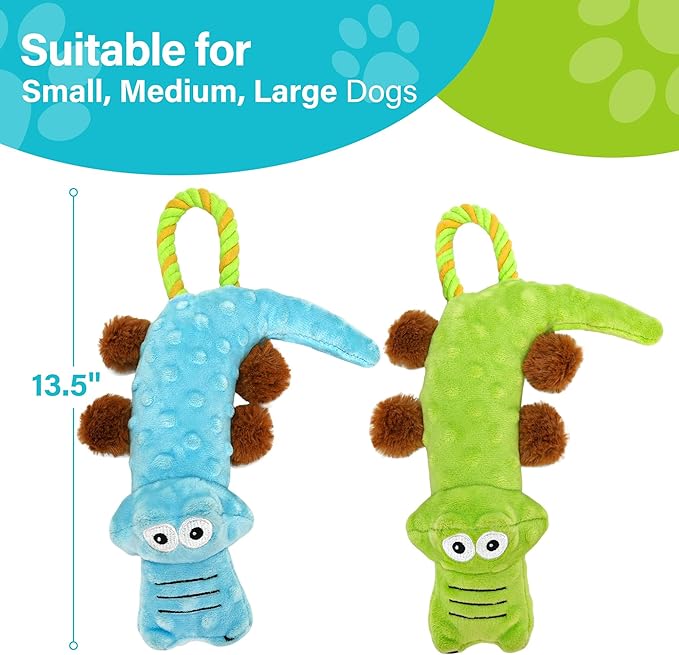 Prime Pets Dog Squeaky Toy, 2 Pack, Tug of War Dog Toys for Small Medium Large Dogs, Interactive Plush Puppy Chew Toy