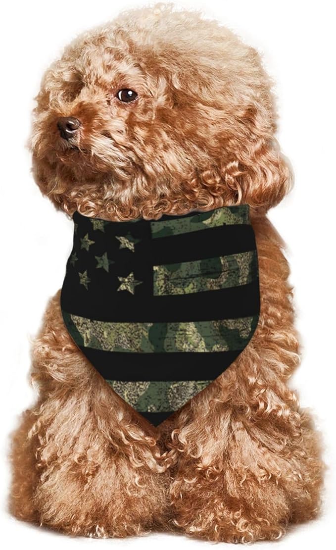Camo Camouflage Hunting American Flag Dog Bandana Scarf Triangle Bibs Pet Accessories Cat Kerchief