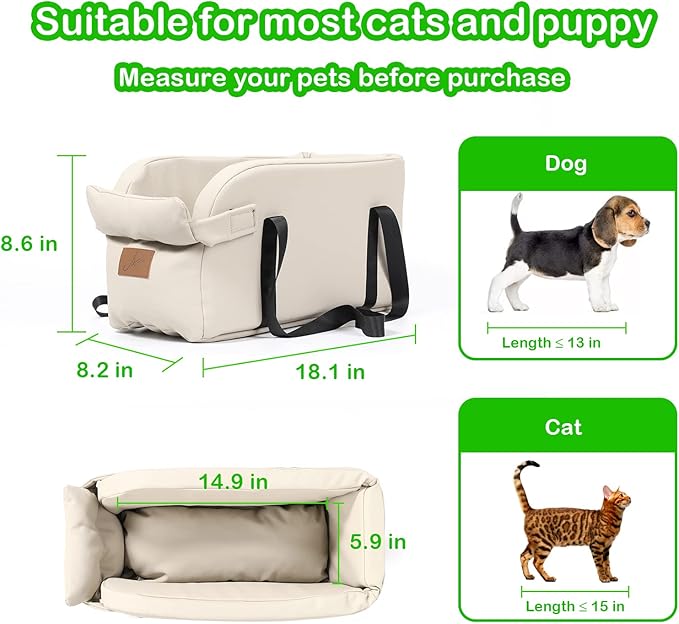 Dog Car Seat Centre Console Dog Booster Dog Car Seat Small Dog Cat Booster Seat for Dogs Cats Pets Up to 13lbs