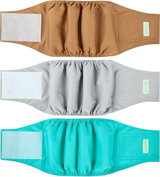 wegreeco Washable Male Dog Belly Band (Stylish Pattern)- Pack of 3 - Male Dog Belly Wrap, Dog Diapers Male (Blue Gray Coffee, Large)