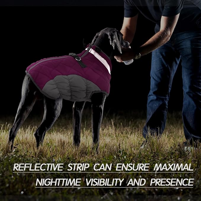 FUAMEY Dog Coat for Large Dogs,Waterproof Dog Winter Jacket with Harness Built in Puppy Cold Weather Coats Reflective Pet Vest with Zipper Warm Fleece Dogs Snowsuit Windproof Pink XXL