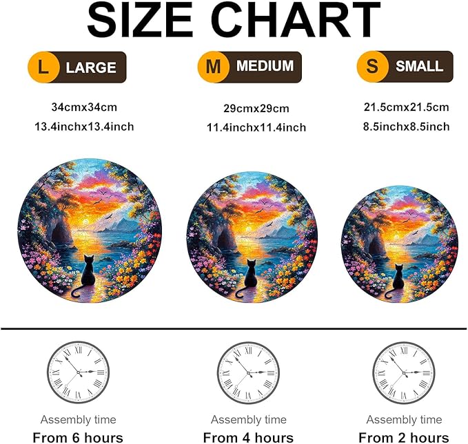 Jigfoxy Wooden Puzzle for Adults, Kitten Wooden Jigsaw Puzzles for Adult, Unique Cat Shape Wood Cut Puzzles, Christmas Thanksgiving Gifts for Friends Family (M-11.4 * 11.4in-200pcs)