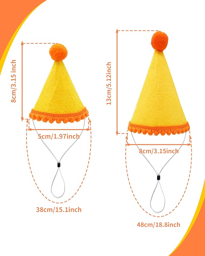 PET SHOW 10 Pack Small Dog Birthday Party Hats for Medium Dogs Stuffed Animals Dolls Adjustable Holiday Hats Felt Pom Pom Headband Pet Grooming Costume Accessories