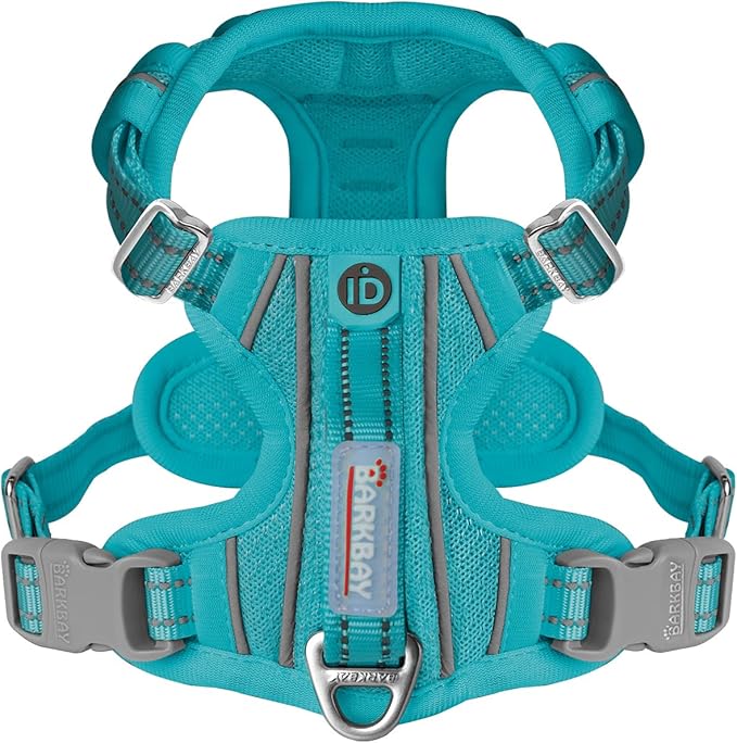 BARKBAY Dog Harness No Pull with ID Tag Pocket - Heavy Duty, Reflective, Easy Control for Small Dogs(Ocean Blue,S)