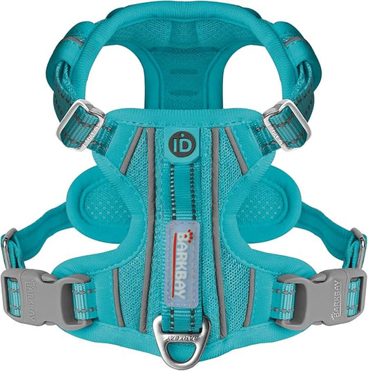 BARKBAY Dog Harness No Pull with ID Tag Pocket - Heavy Duty, Reflective, Easy Control for Small Dogs(Ocean Blue,S)