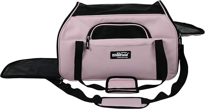 EliteField Soft Sided Pet Carrier (3 Year Warranty, Airline Approved), Multiple Sizes and Colors Available (Medium: 17" L x 9" W x 12" H, Pink)