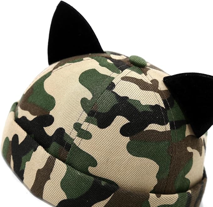 Malaxlx Cat Ear Docker Cap for Women Men – Brimless Cotton Sailor Beanie Skull Cap