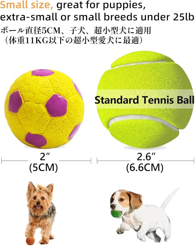 SCHITEC Dog Toys Squeaky, [4 Pack] Interactive Puppy Ball Toy, 2'' Soft Latex Rubber Fetch Play Pet Balls for Mini Breed Small Dogs Puppies