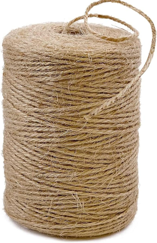 656 Feet 3Ply Jute Twine String, 2mm Natural Brown Thick Twine Rope for Crafts, Gardening, Tomato, Climbing Plant, Tie Floristry, Gift Wrapping Packing, Christmas, Wedding Decor