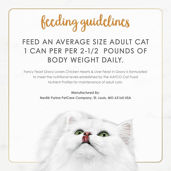 Purina Fancy Feast Gravy Lovers Chicken Hearts and Liver Feast Grilled Gourmet Cat Food in Wet Cat Food Gravy - (Pack of 24) 3 oz. Cans