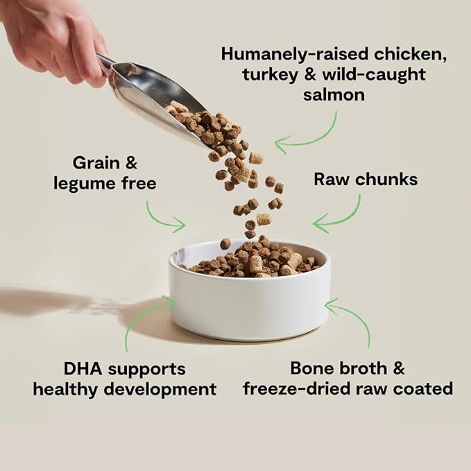 Open Farm, RawMix Dry Cat Food, Protein Packed Kibble Coated in Bone Broth with Freeze Dried Raw Chunks, Formulated for Kittens, Chicken with Turkey & Wild-Caught Salmon Recipe for Kittens, 8lb Bag