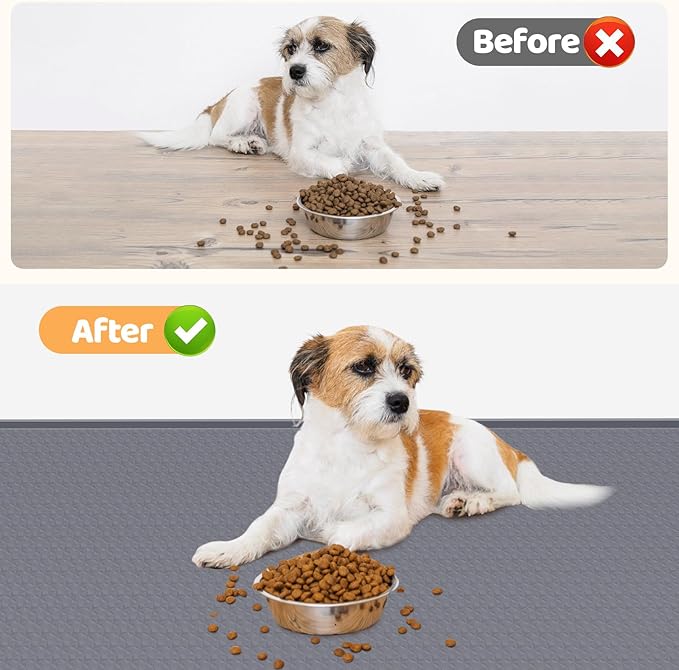 Dog Food Mat, Extra Large 51" x 25.6" Silicone Pet Feeding Mat with Raised Edge Pet Placemat for Small, Medium, and Large Pets Non-Slip, Easy to Clean (Dark Grey)