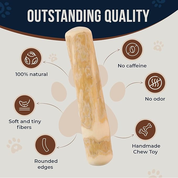 Real Coffee Wood Stick for Dogs, 8.8'', 2 Pack Size M - 100% Organic Dog Toys for Medium and Large Dogs - Teeth Cleaning, Relieve Stress, Dog Health - Natural Toys