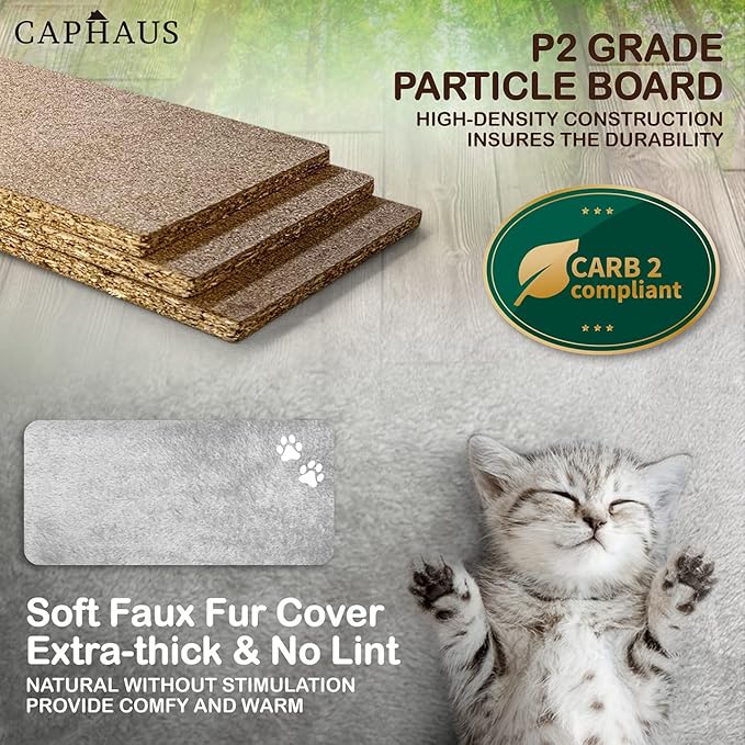 CAPHAUS Tall Cat Tree for Indoor Cats, Modern Cute 58-Inch Cat Climbing Play Tower with Top Perch for Large Cats Kittens, Multi-Level Cat Activity Tree w Scratching Posts, Hammock, Cat Cave Condo