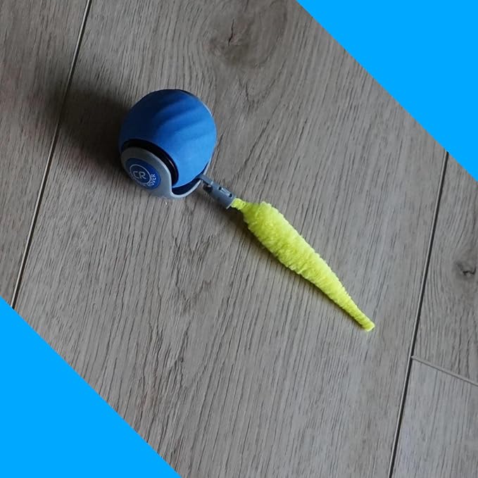 Interactive Ball Cat Toy, Version Bengal Blue with Neon Tail, 2-Speeds with Auto Shut-Off, Away Mode, for Indoor Adult Cats or Kittens