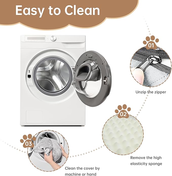 Car Seat for Large Size Dog, Booster Seat for Dogs Under 55 lbs or 2 Small Dogs, Soft Car Dog Bed Filling in Thick Memory Foam with 2 Safety Leashes and Storage Pocket (Grey)