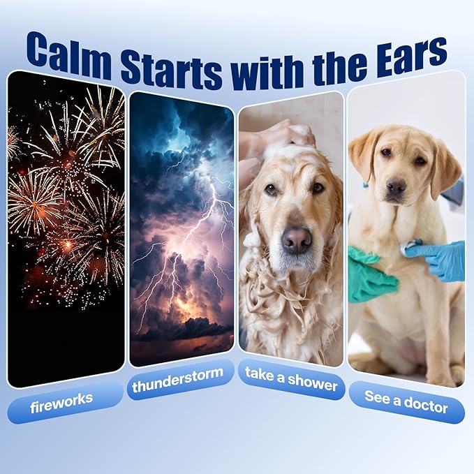 Dog & Cat Calming Band Cat Anxiety Relief Cover,Double Layer Thickened Pet Ears Elastic Neck Band Noise Cancelling Ear Muffs for Anxiety Relief/Noise Protection,Grooming,Thunder,Fireworks