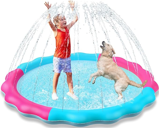 Kids Dog Splash Pad Sprinkler - Jasonwell Non Slip Dog Sprinkler Pad Splash Pool Puppy Dogs Pool Summer Outdoor Water Toys Backyard Durable Splash Pad for Toddlers Kids Small Medium Large Dogs Pet