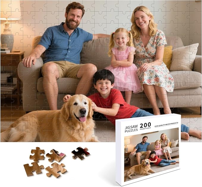 Custom Photo Puzzle, Personalized Jigsaw Puzzle from Your Photos in 200/300/500/1000/1500 Pieces, Custom Puzzle Gift for Christmas, Pets, Weddings, Anniversaries, Adults and Couples(200-horizontal)