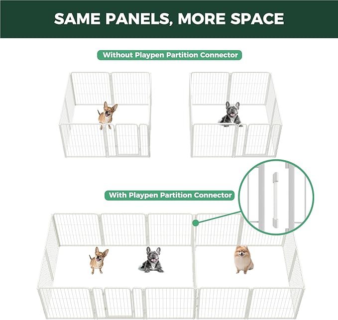 FXW Homeplus Unleashed Indoor Dog Playpen - Stress-Free and Safe Play, Heavy Duty 24 Inch 16 Panels with Connectors (Pack of 2) for Puppy and Small Dogs, White│Patented