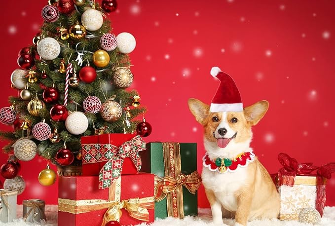 6 Pcs Dog Cat Pet Santa Hat Christmas Pet Costumes Santa Hat Pet Christmas Photo Props for Puppy Kitten Small Cats Dogs