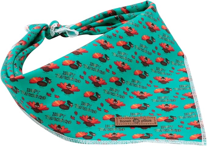 Lionet Paws Thanksgiving Dog Bandana Washable Cotton Handkerchief Scarf Triangle Bandana for Small Medium Large Dogs Girl Boy