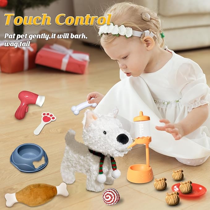 Puppy Toys for Kids, Toy Dogs That Walk and Bark, Walking Dog Toy for Kids with Leash, Interactive Stuffed Puppy with Remote Control, for Girls and Boys Aged 3-7 Year Old