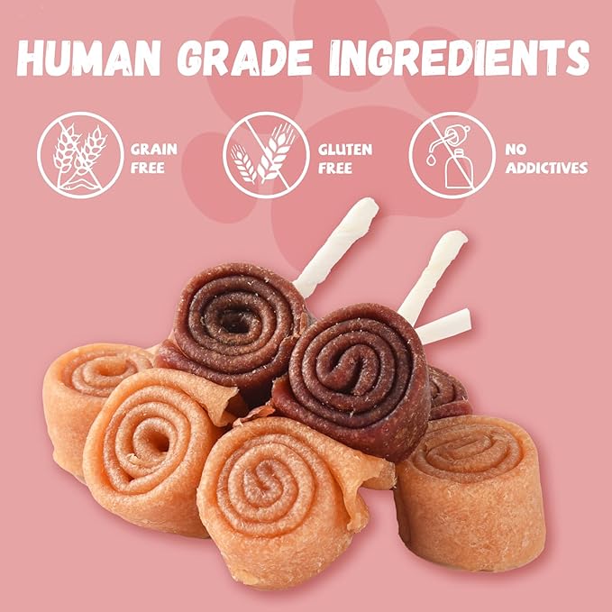 Triple Flavor Dog Treats Chicken Duck Rawhide Lollipops, Long Lasting Rawhide Sticks Dog Chews in Fun Shape, High Protein Healthy Chewy Training Snacks for Medium Large Dogs, 4 Counts, 10.6 oz