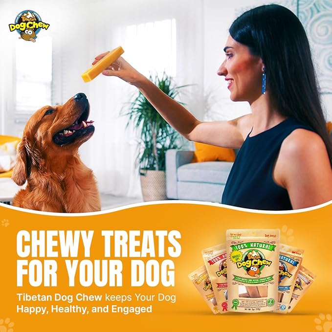 Tibetan Dog Chew Yak Cheese Sticks - Natural Treats for Extra Large Dogs, Long-Lasting, Easy Digest, Perfect for Aggressive Chewers, Grain and Gluten-Free, 2 Durable Chews