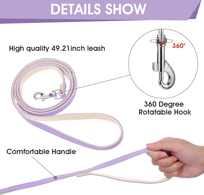 TIESOME Cat Harness and Leash Set, Adjustable Gradient Kitten Harness Escape Proof Harness with Leash for Kitty Outdoor Walking (Ribbon Bear Purple)