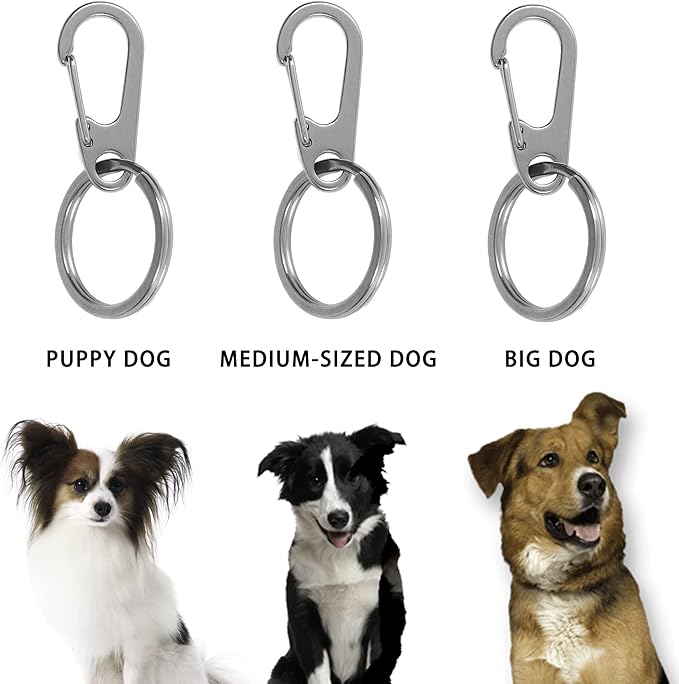 Pet ID Tags, Pet Tag Quick Clips, Dog Tags and Cat Tags Collar Rings, Tag Clips for Collar, ID Tag Holder, Silver, 3 Pack