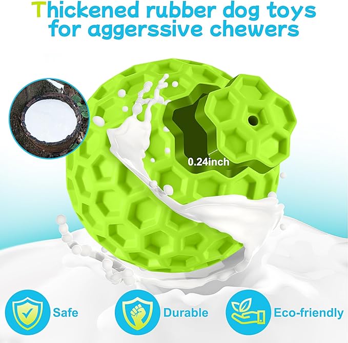 havit Indestructible Squeaky Dog Balls for Aggressive Chewers, Interactive Dog Toys to Keep Them Busy, Rubber Dog Chew Toy for Large Medium Breeds, Outdoor Waterproof (3 Colors)