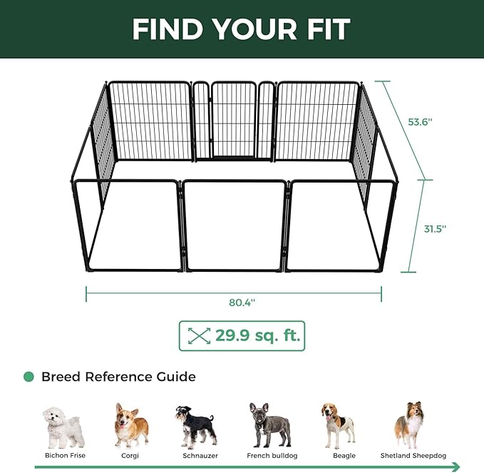 FXW Pawadise Acrylic & Wire Mesh Indoor Dog Playpen, Heavy Duty 32 Inch 10 Panels Metal Dog Pen for Small and Medium Dogs, Black│Patented