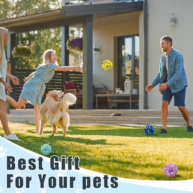 Magicorange Dog Balls 4 Pack Tennis Ball Toys Dog Toy for Aggressive Chewers Indestructible Teething Chew Toys Water Toy Fetch Ball for Dogs