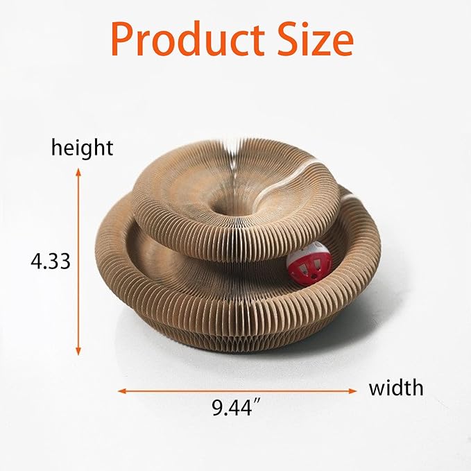 Kitty Curls Cat Toy Kurlz, Interactive Scratch Pad, Foldable Accordion,Recyclable Scratcher with Ball (Pink)