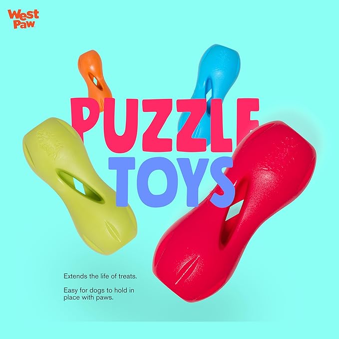 West Paw Zogoflex Qwizl Interactive Treat Dispensing Dog Puzzle Treat Toy for Dogs, Granny Smith, Large