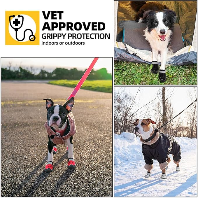 Hcpet Dog Boots for Large Dogs, Dog Shoes for Hot Pavement Winter Snow, Paw Protector Dog Booties Designed for Comfort and Breathability, Outdoor Booties for Small Medium Dogs for Hiking Brown Size 3