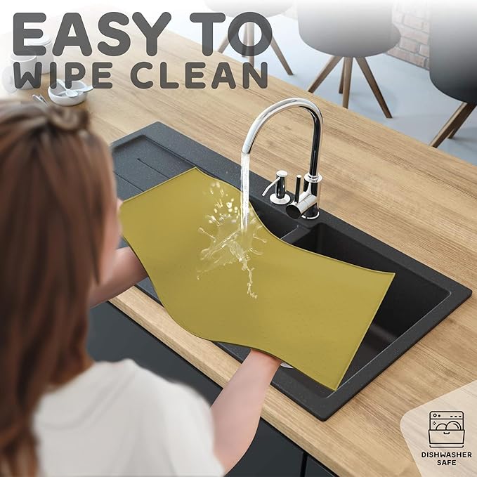 Dog Food Mat - 24x15 Raised Edges Dogs Mat for Food and Water Prevent Spill, Waterproof Cat Food Mats Protect Floors, Easy Clean Dog Bowl Mats for Food and Water, Silicone Pet Feeding Placemats